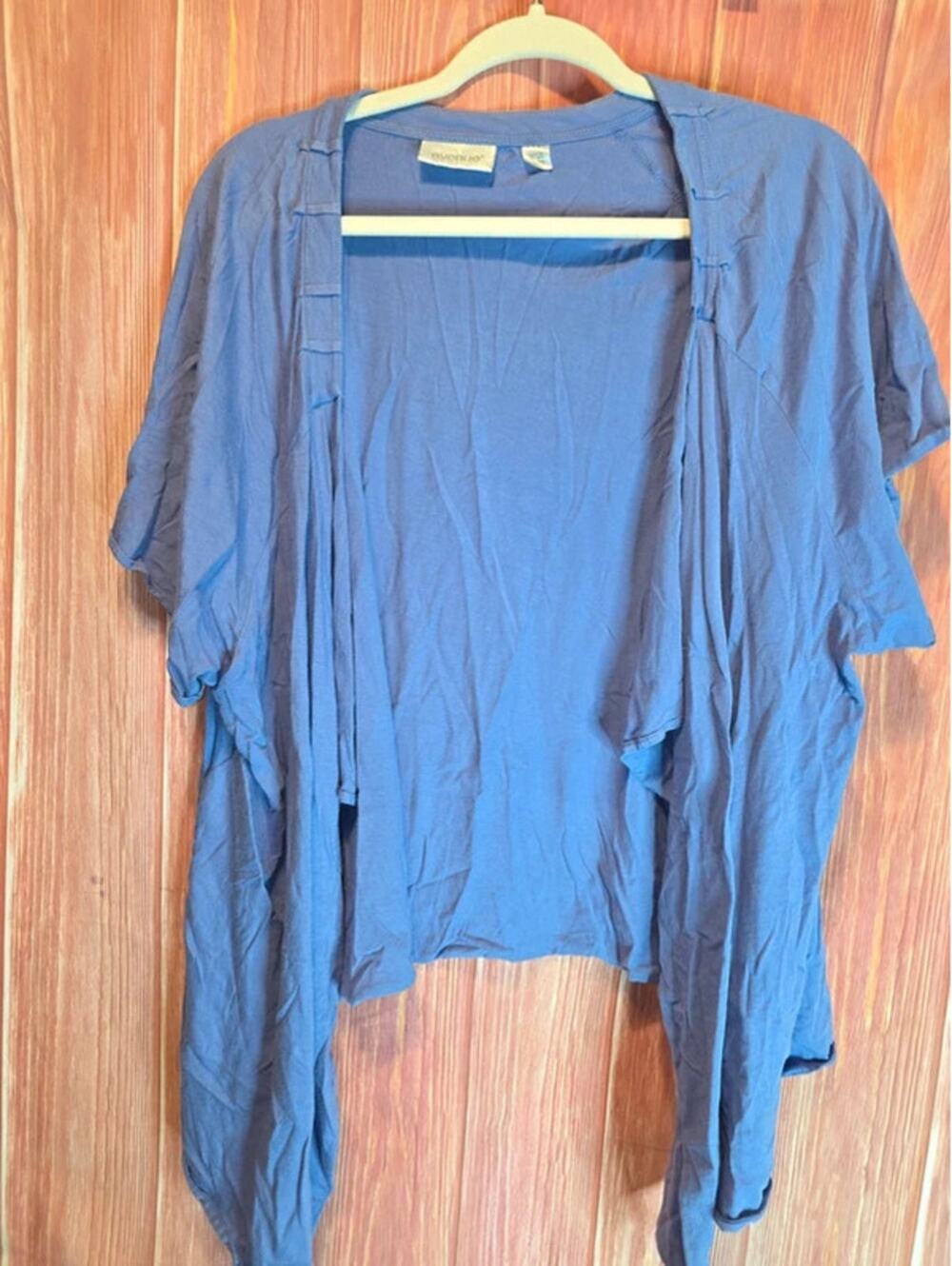 Avenue Periwinkle Blue Open Front Waterfall Draped Cardigan Shrug 26/28